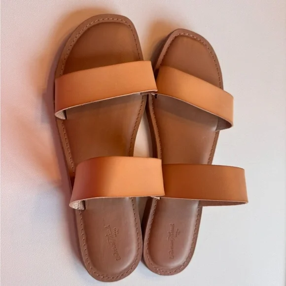 Universal Thread Freya Two-Band Slide Sandals - Cognac Brown/Tan Size 11 - Picture 2 of 5